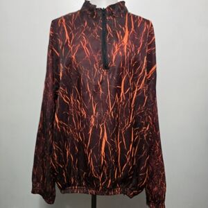 Surf Style 90s Orange & Black Subliminal Windbreaker Pullover – One Size – Nylon